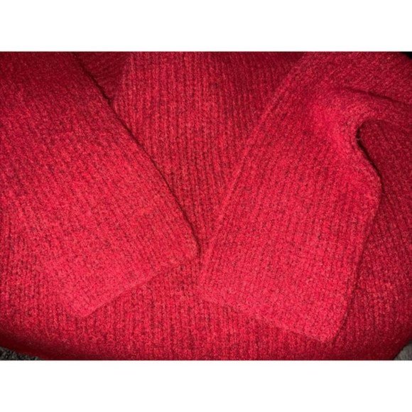 $198 Eileen Fisher Women's Red Wool Cowl Funnel Neck Pullover Sweater Sz Large - Picture 6 of 10
